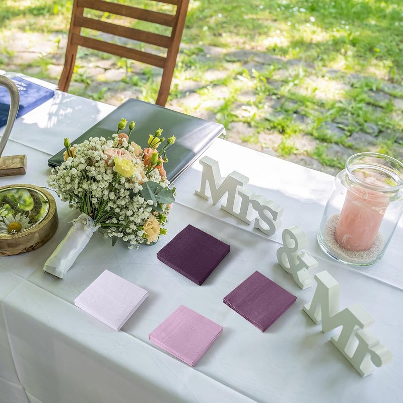 Layhit 100 Pcs Cocktail Napkins Disposable Beverage Napkins Square Paper Dessert Tissue for Valentine's Day Wedding Birthday Party Supplies(Purple Series,5 x 5 Inch) - Image 4